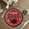 25 Count Red Graduation Supplies 9 Inch Round Plates with Congrats Grad Design